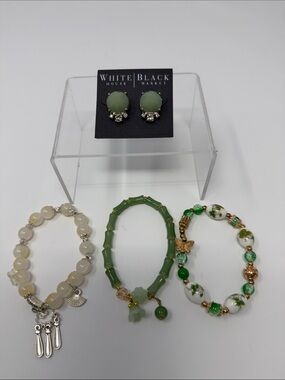 Jewelry Bundle Green Earrings and Matching Bracelet NWT